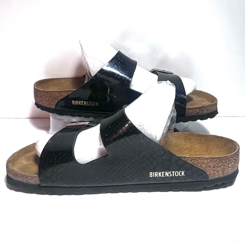 Birkenstock Glossy Black Slide Sandals like new